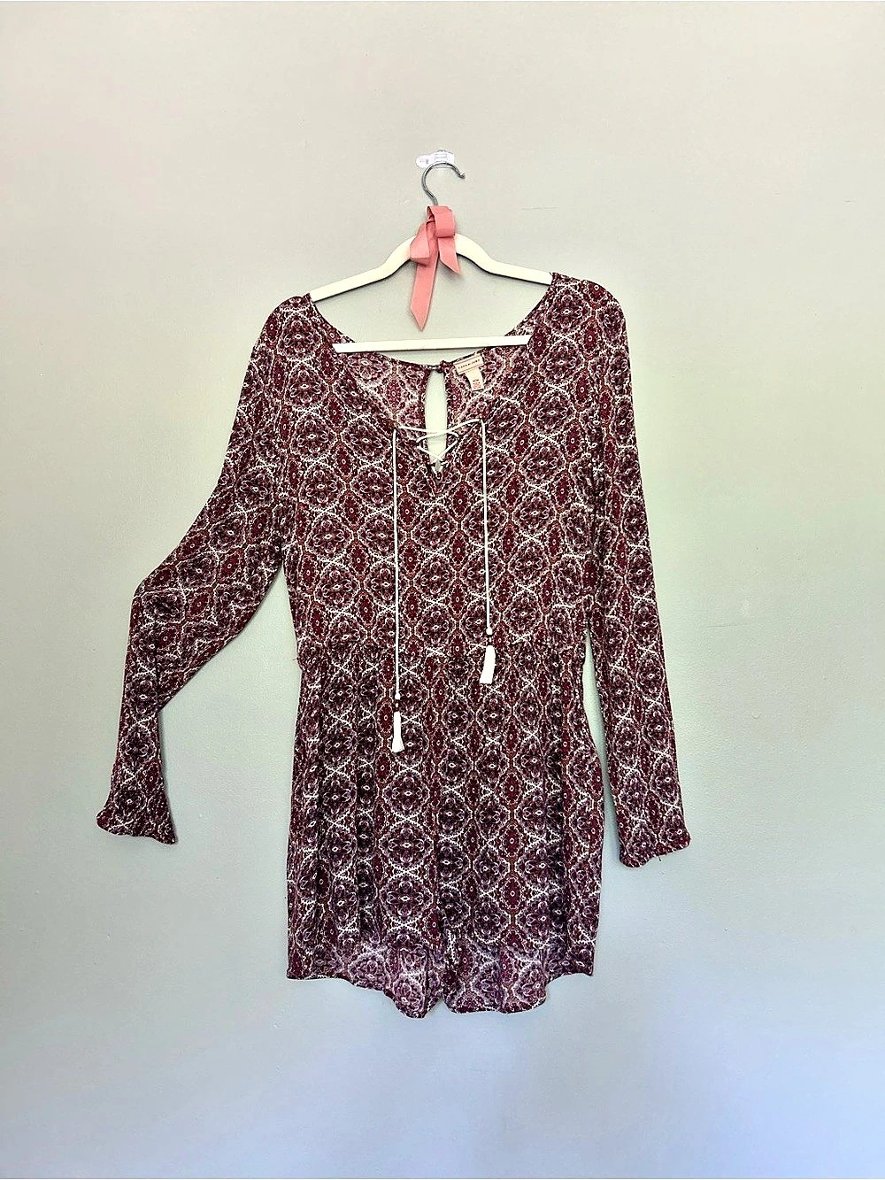 Cape Juby Paisley Mini romper in Red & White Size Medium
